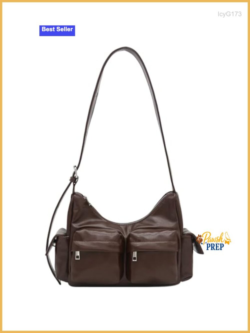 Faux Leather Multi Pocket Shoulder Bag Hobo Purse
